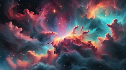 Fototapeta premium Abstract background of a beautiful galaxy view full of stars and clouds. Colorful space view with stars and nebulas
