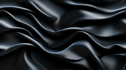 Obraz premium Black silk fabric with waves of light and shadow