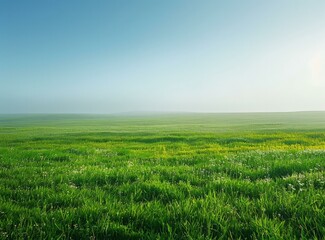 Obraz premium Green Grass Field Under Blue Sky