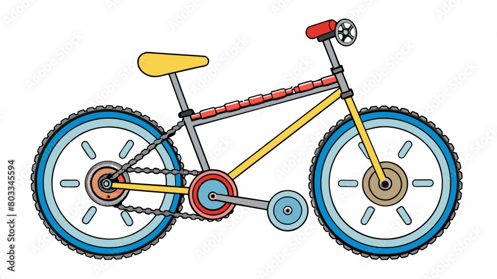 Poster A bike operates by using a chain and gears to transfer the power from pedaling into motion. The bike also has brakes with brake pads pressing against. Cartoon Vector