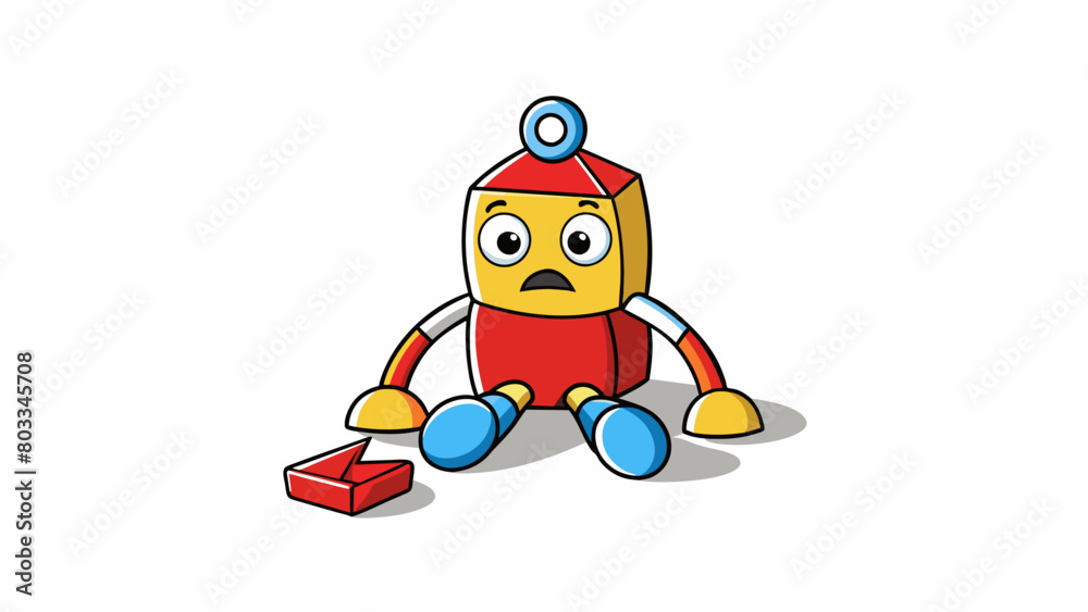 Poster A broken toy with a sad face drawn on it representing the consequence of losing or damaging soing as a penalty for misbehaving.. Cartoon Vector
