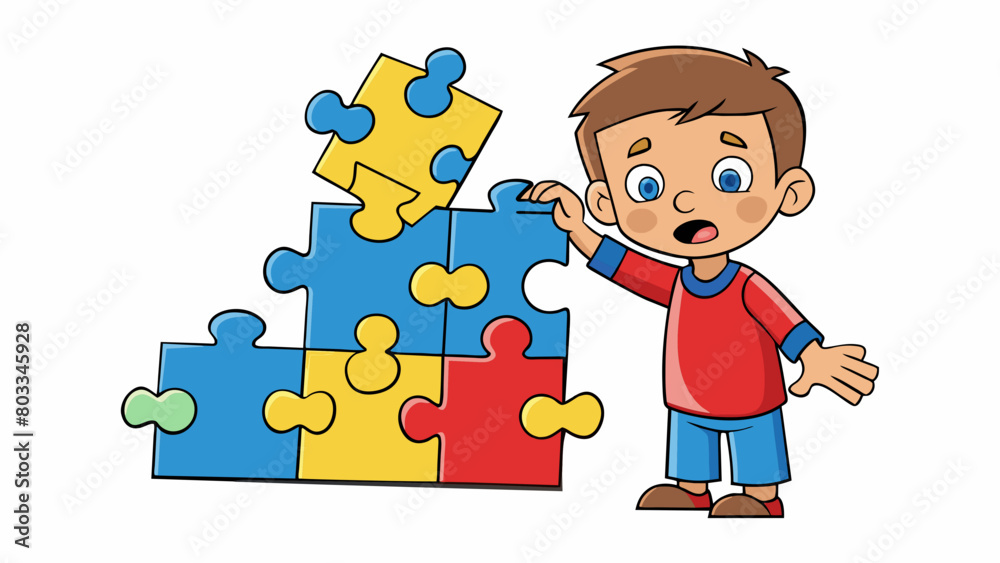 Poster a child staring at a jigsaw puzzle with pieces that dont seem to fit together their brow furrowed an