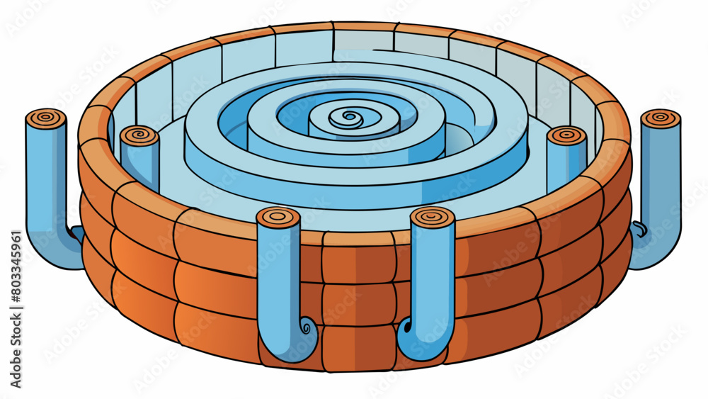 Aufkleber A circular drum with numerous coiled tubes running through it like a snail shell. Hot gas or fluid is forced through the center of the coils while. Cartoon Vector