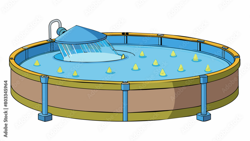 Poster a clarifier tank is filled with slowmoving water as large paddles gently stir it up. as the water sw