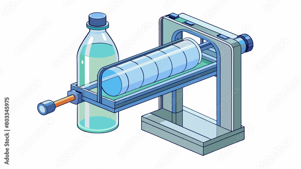 Poster A clear plastic water bottle being produced using injection molding. The bottles curved shape and slight flexibility are achieved through the use of a. Cartoon Vector