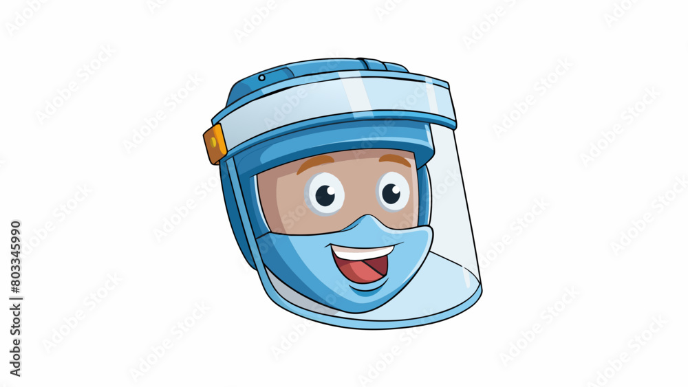 Poster a clear plastic face shield with a padded headband and adjustable chin s. the shield extends from th