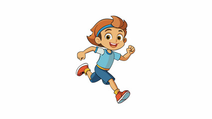 A child runs and jumps their boundless energy propelling them higher and higher.. Cartoon Vector