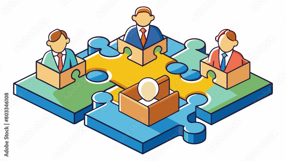 Poster A committee is like a puzzle with each member representing a unique piece that contributes to the overall picture. Just as each piece has its own. Cartoon Vector