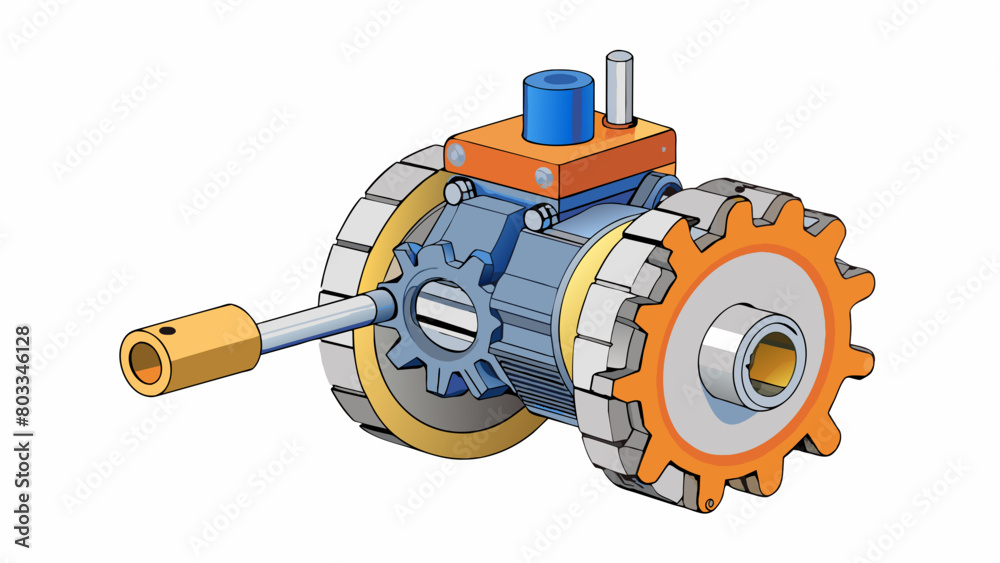 Poster A compact and versatile gearbox used in agricultural machinery capable of adapting to different attachments for plowing tilling and other tasks. Its. Cartoon Vector