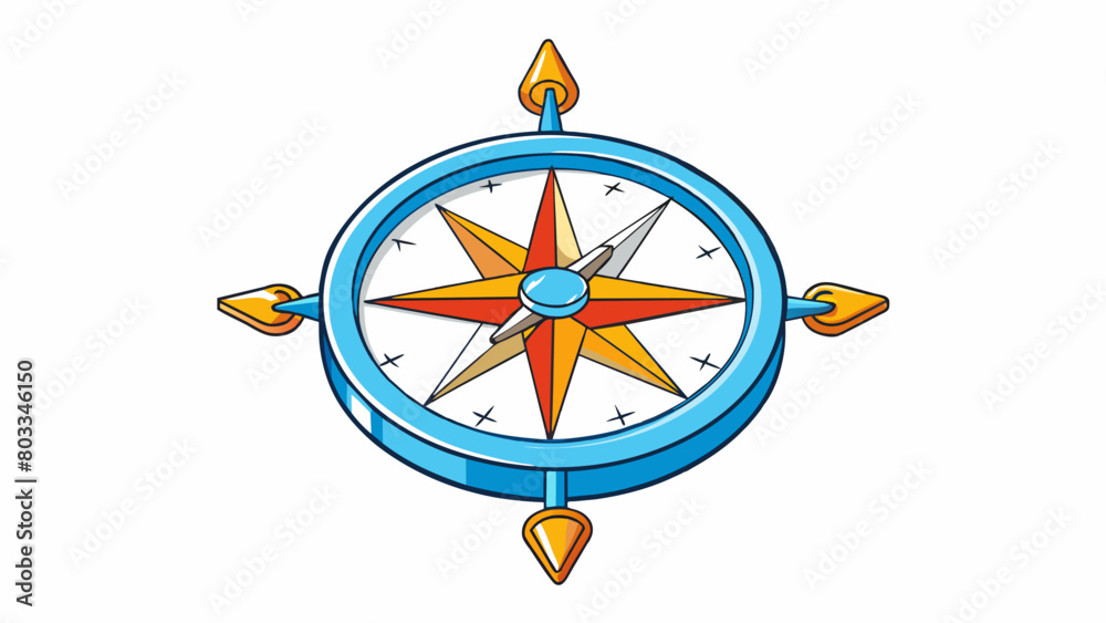 Poster A compass pointing in multiple directions symbolizing the idea of creativity and openmindedness. The compass represents the exploration of new ideas. Cartoon Vector