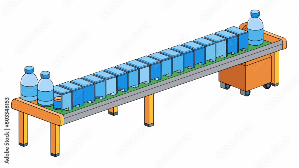 Poster a compact modular conveyor system carries plastic bottles from the production area to the packaging 