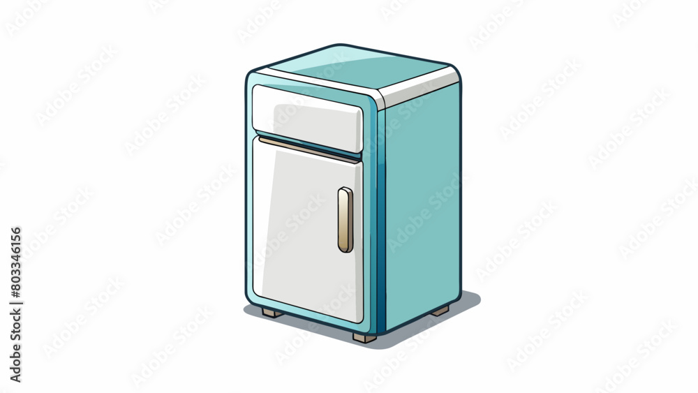 Poster a compact white refrigerator with a single door and simplistic design perfect for small kitchens or 