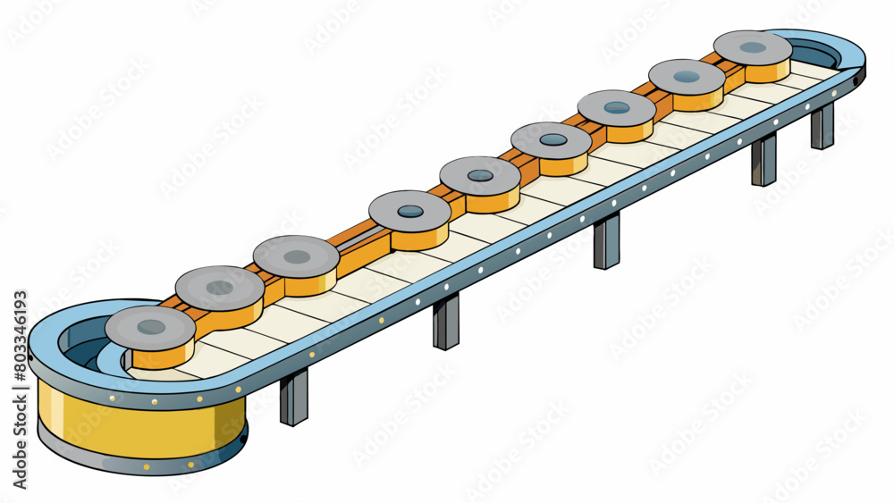 Wall mural a conveyor belt system made of a series of strong interlocked links or rollers attached to a motor. 