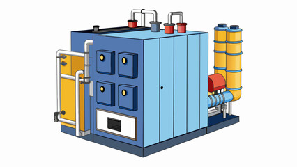 A compact modular boiler system consisting of multiple smaller units stacked on top of each other. Each unit contains a burner heat exchanger and. Cartoon Vector