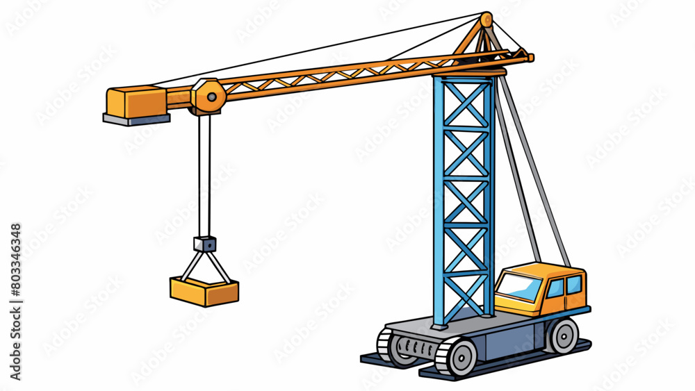 Aufkleber a crane with a tall jiblike structure attached to a strong vertical tower. it has thick cables and p
