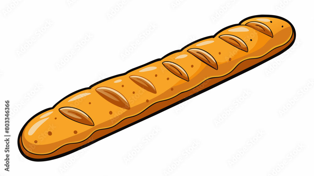 Poster a crusty baguette with a crackly exterior and chewy interior. it has a classic oval shape and is oft