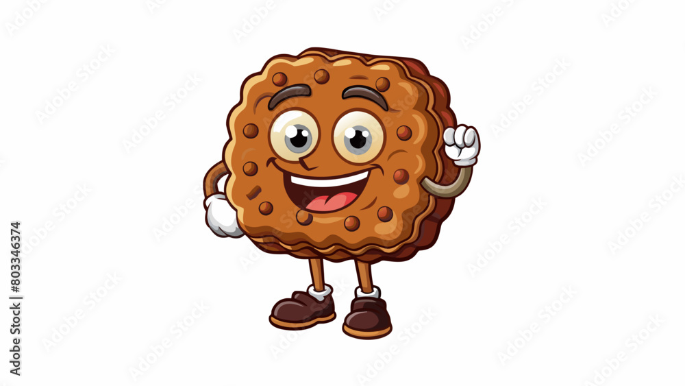 Poster A crunchy chocolatecoated biscuit with a satisfying snap as you take a bite and revel in the sweet and salty combination.. Cartoon Vector