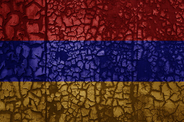 flag of armenia on a grunge vintage metal rusty cracked wall background