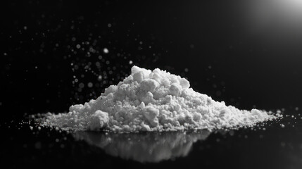 Pile of pure amphetamine, speed on black surface