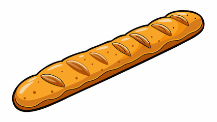 A crusty baguette with a crackly exterior and chewy interior. It has a classic oval shape and is often used for sandwiches or served alongside soup.. Cartoon Vector