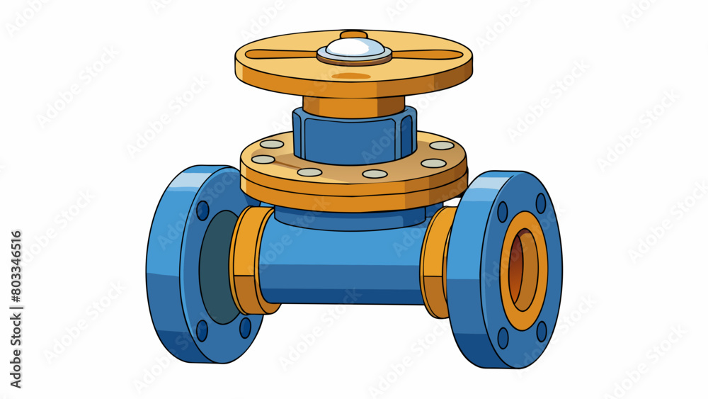 Poster A diaphragm valve with a flexible diaphragm that controls the flow of fluids within a piping system. The diaphragm is made of rubber or other durable. Cartoon Vector