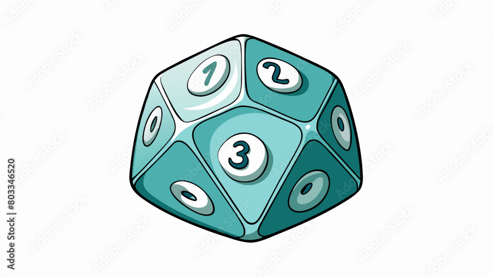 Aufkleber A dice with 6 sides each side displaying a different numerical value of dots ranging from 1 to 6. The dice is rolled and the number of dots displayed. Cartoon Vector