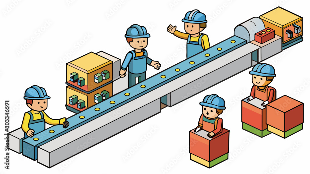 Poster A factory assembly line with welltrained workers and streamlined processes that allow for maximum production with minimal waste or defects. Its. Cartoon Vector