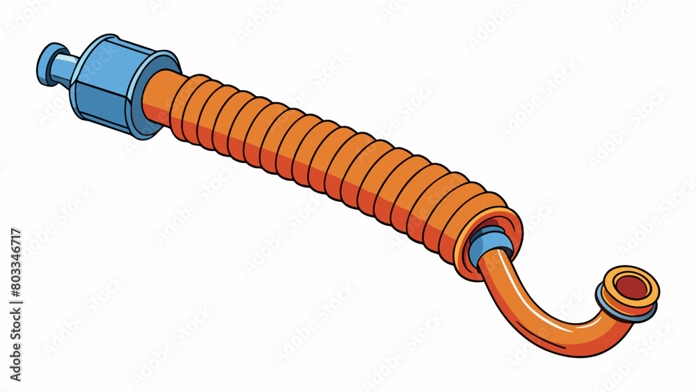 Poster A flexible accordionshaped tube with a threaded fitting on one end and a nozzle on the other. This type of fitting is commonly used for hardtoreach. Cartoon Vector