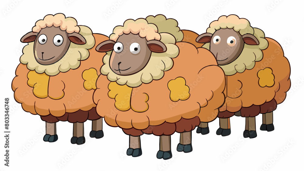 Canvas Prints A flock of grazing sheep their thick wool coats serving as a renewable resource for warm clothing and blankets.. Cartoon Vector