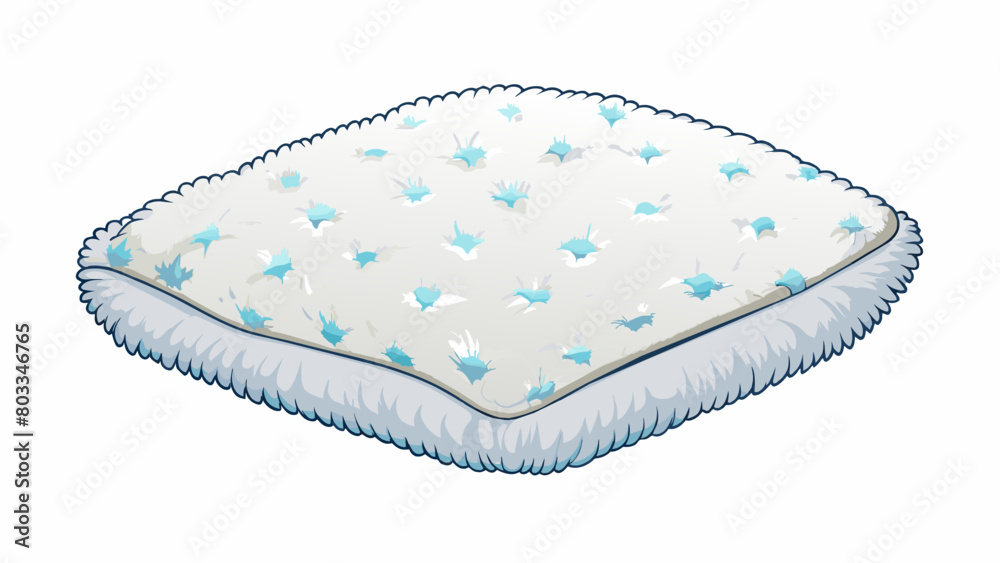 Poster A fluffy white pillow with a soft plush texture and a subtle floral pattern. It provides a comfortable place to rest your head and adds a touch of. Cartoon Vector