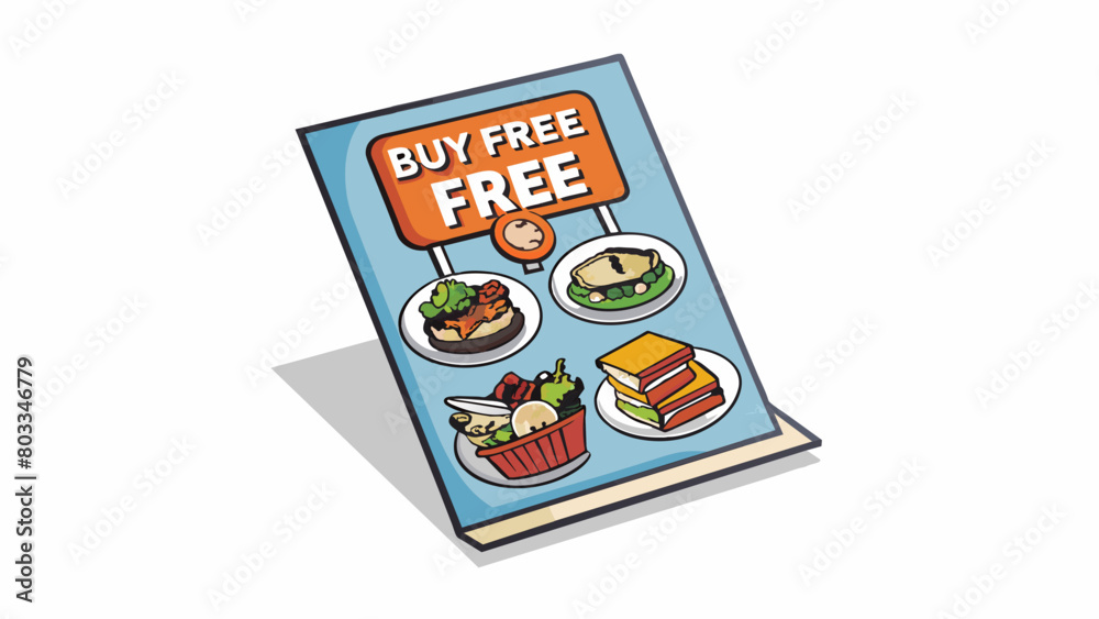 Poster a flyer distributed around the neighborhood showcasing a local restaurants buy one get one free offe