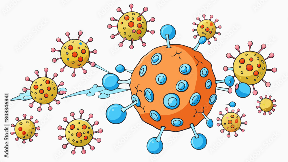 Fototapete A group of cells multiplying out of control forming a mass that begins to invade and destroy surrounding tissues.. Cartoon Vector