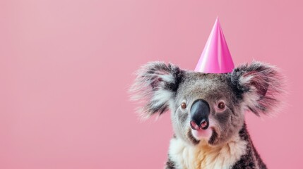 Koala Wearing Party Hat in Background Illustration