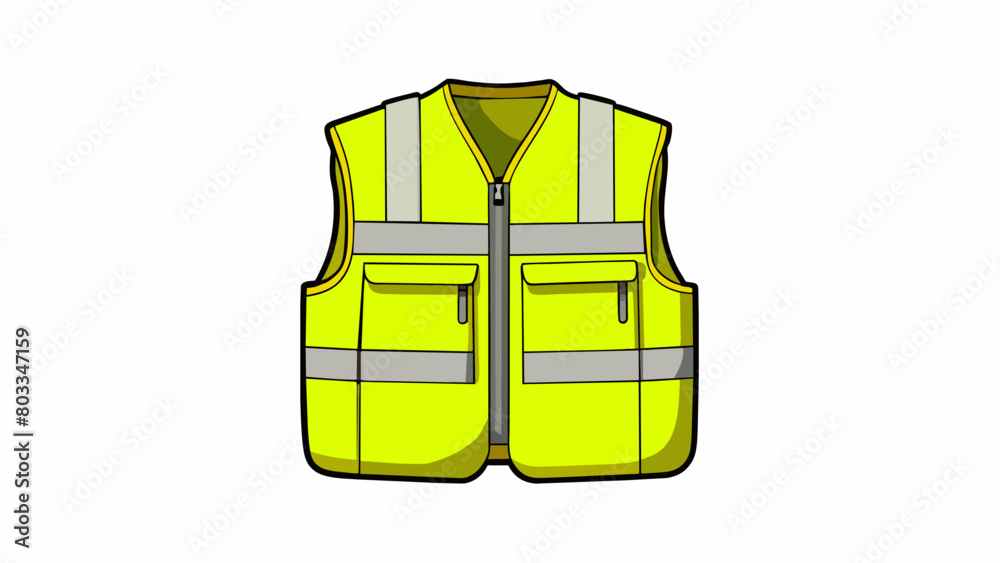 Poster a highvisibility safety vest made of fluorescent yellow fabric with reflective strips on the front a