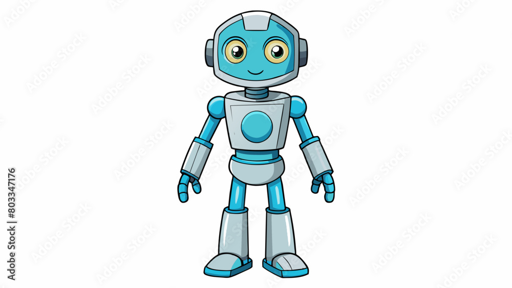 Aufkleber a humanoid robot has a torso arms legs and a head with highdefinition cameras for eyes. it can walk 