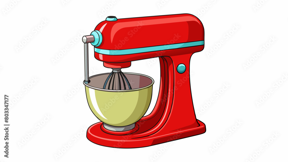 Poster a heavyduty freestanding mixer in a vibrant shade of red commonly found on construction sites. this 