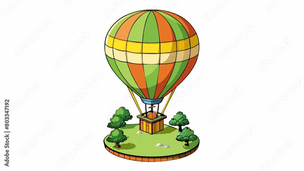 Aufkleber a hot air balloon gently floating above the tree tops its large round shape painted with vibrant pat