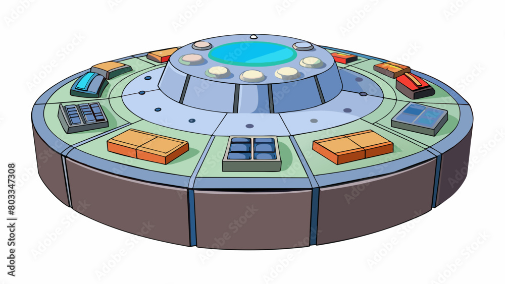 Fototapete A large circular with various notches around its edges. When turned the notches align with different pathways that control the direction of a powerful. Cartoon Vector
