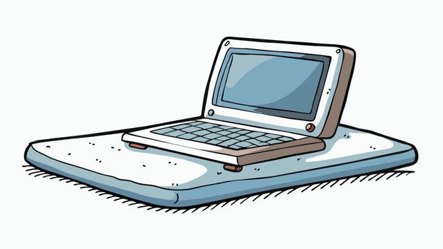 A laptop resting on an unmade bed its lid closed and its power button unlit. The usual glow of the screen reflecting off the walls is gone leaving the. Cartoon Vector