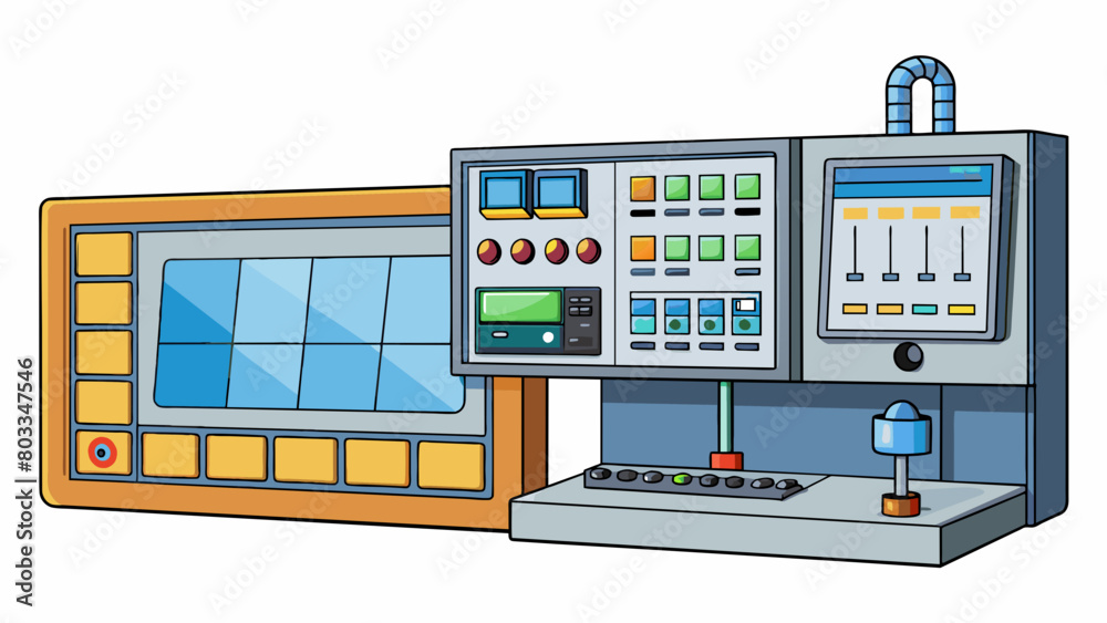 Fototapete A large wallmounted control panel with a digital touch screen interface displaying a system of interconnected devices and sensors. The panel is. Cartoon Vector