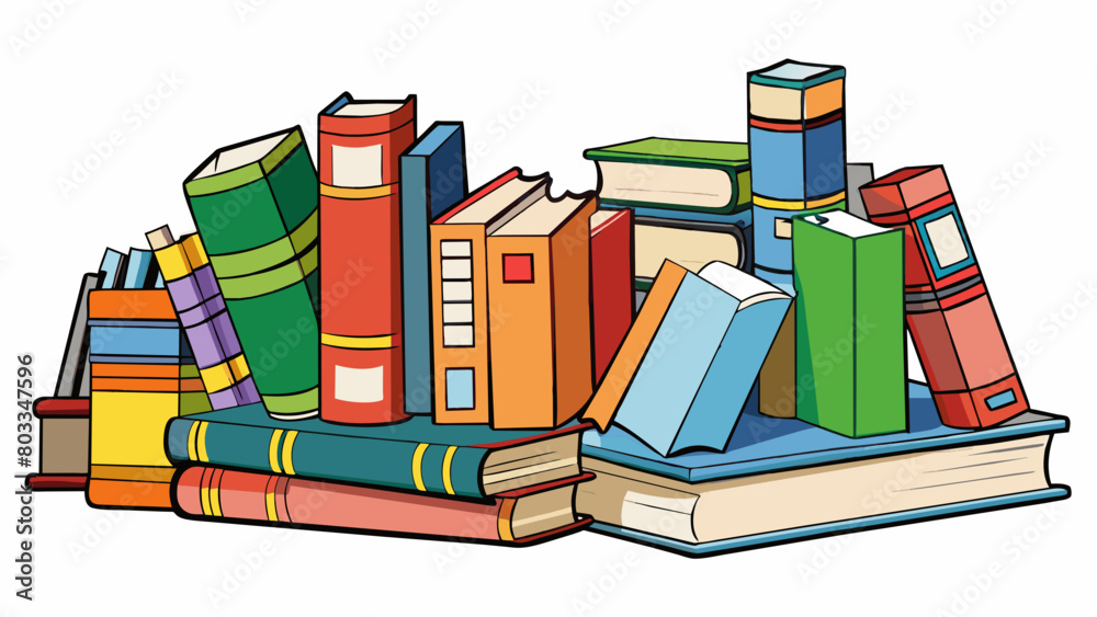 Poster a library holds a variety of books ranging from large hardcovers to small paperbacks fiction to nonf