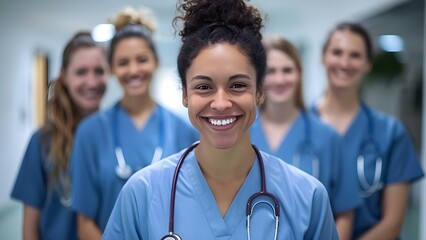 Promoting diversity and inclusion for female nurses in healthcare on International Womens Day. Concept InternationalWomensDay, DiversityandInclusion, FemaleNurses, Healthcare, PromotingGenderEquality