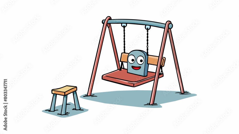 Poster A lone swing on a playground swaying gently in the wind. Its empty seat and lack of laughter represent a feeling of emptiness and longing eliciting. Cartoon Vector