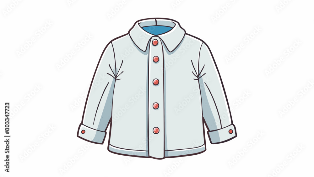 Poster A loosefitting longsleeved shirt made of soft white cotton. It has buttons down the front and a collar that can be folded down or stood up.. Cartoon Vector