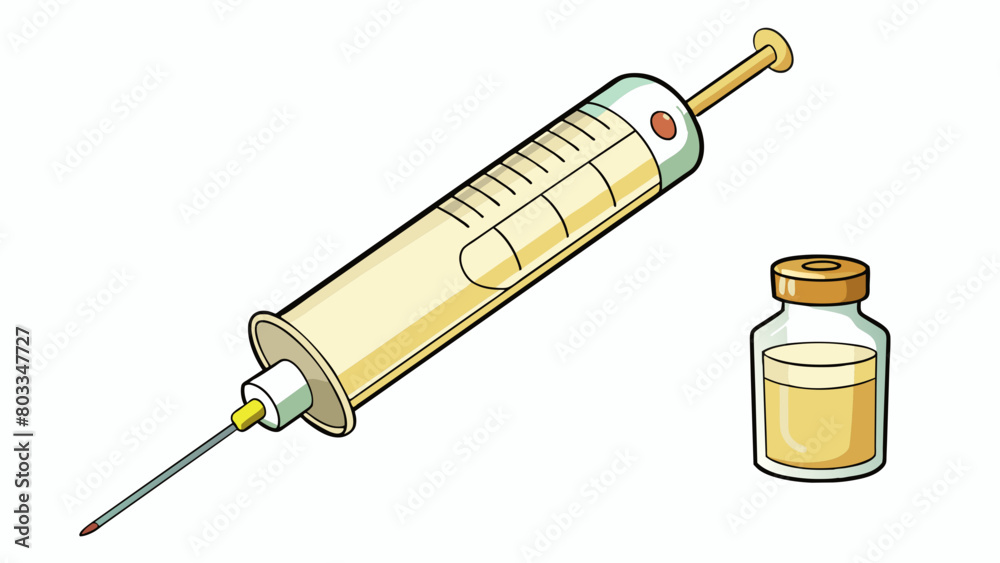 Poster a long thin syringe with a clear plastic barrel and a small needle at the end. the liquid inside is 