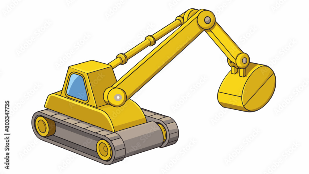 Aufkleber a long yellow cylinder with a flat base and a swinging arm attached to a bulldozer. as the driver pr