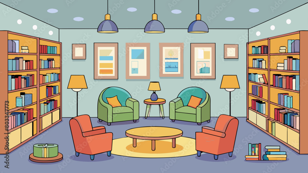 Aufkleber along the walls of the library there are comfortable reading nooks filled with cozy armchairs and so