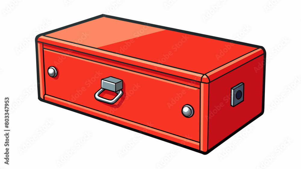 Canvas Prints A metal drawer with a lock on the front painted in a bright red color. It has a smooth sliding mechanism and is sy enough to hold heavy tools and. Cartoon Vector