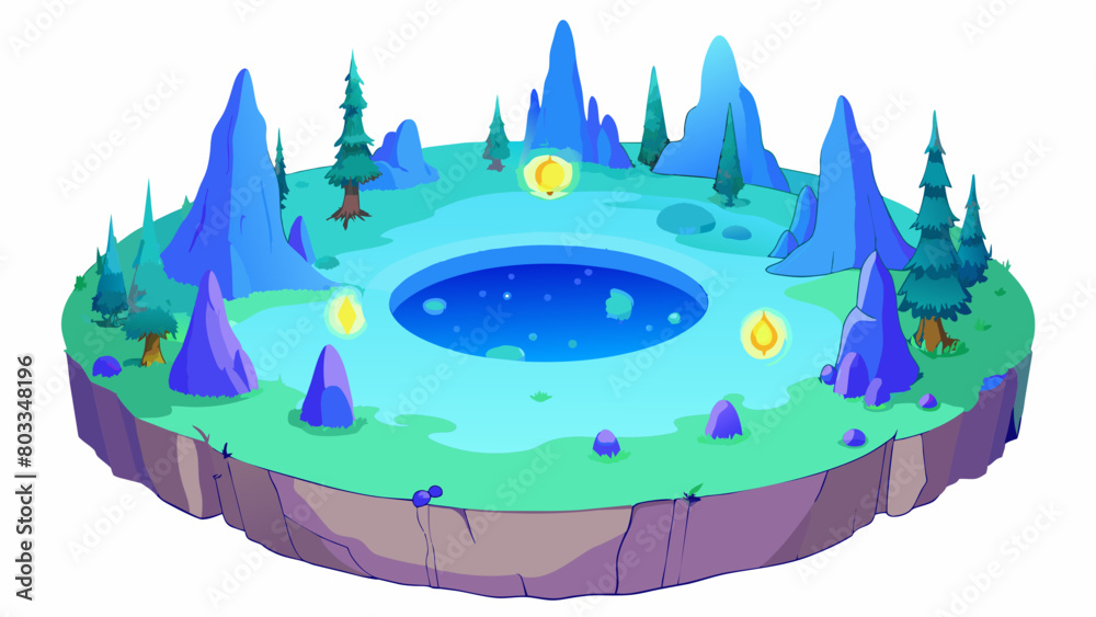 Leinwandbilder a mystical and ethereal lake hidden deep within a mystical forest. the water is an otherworldly blue