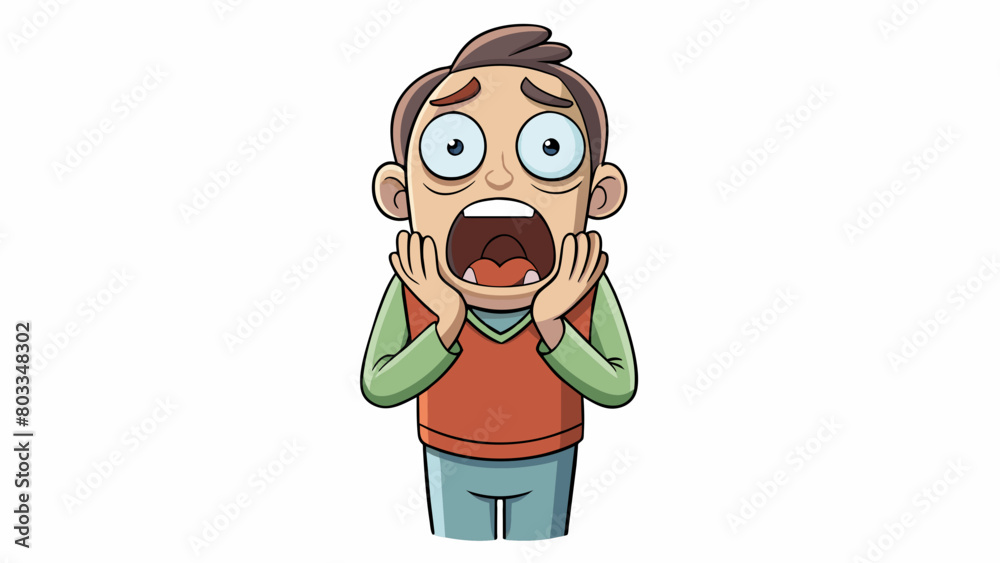 Poster An expression of fear Their eyes widened in terror as their mouth od in a silent scream. Their body stiffened and their hands shook uncontrollably as. Cartoon Vector